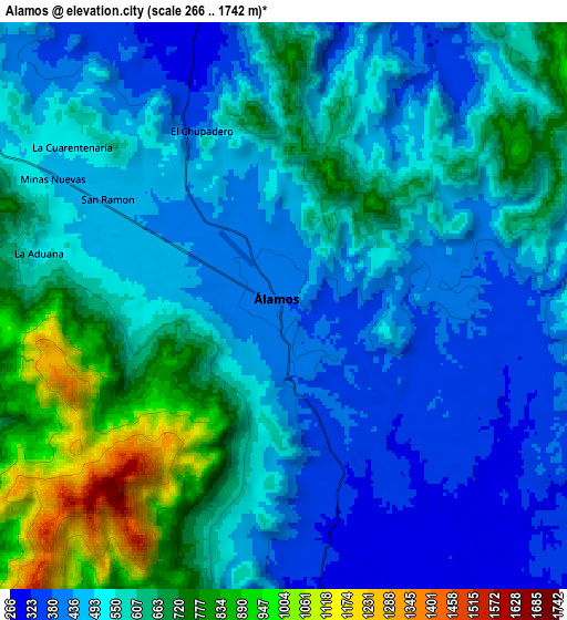 Zoom OUT 2x Álamos, Mexico elevation map