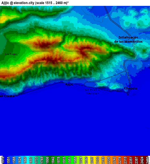 Zoom OUT 2x Ajijic, Mexico elevation map