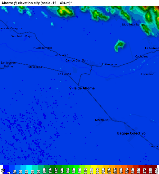 Zoom OUT 2x Ahome, Mexico elevation map