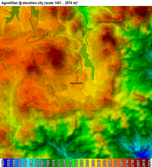 Zoom OUT 2x Agostitlán, Mexico elevation map