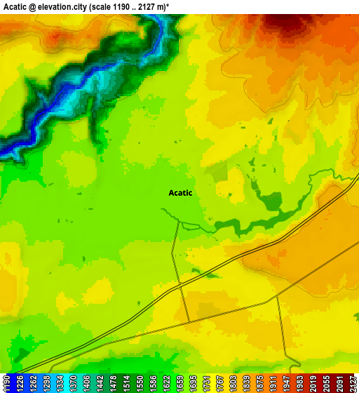 Zoom OUT 2x Acatic, Mexico elevation map