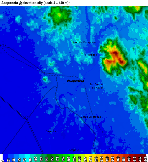 Zoom OUT 2x Acaponeta, Mexico elevation map