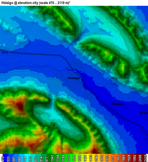 Zoom OUT 2x Hidalgo, Mexico elevation map