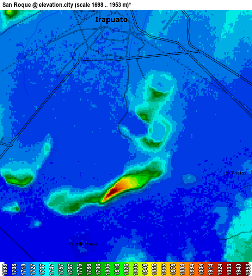 Zoom OUT 2x San Roque, Mexico elevation map