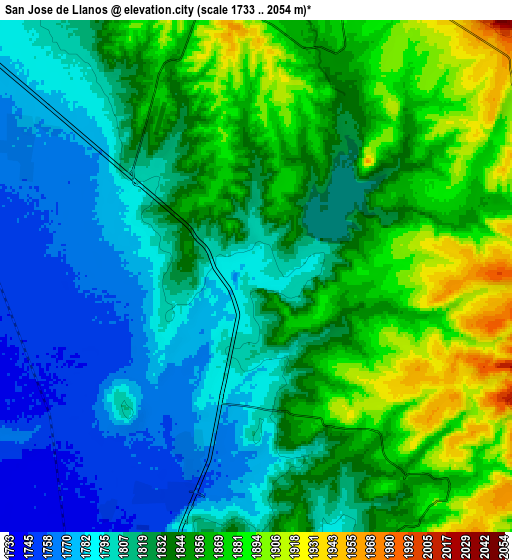 Zoom OUT 2x San José de Llanos, Mexico elevation map