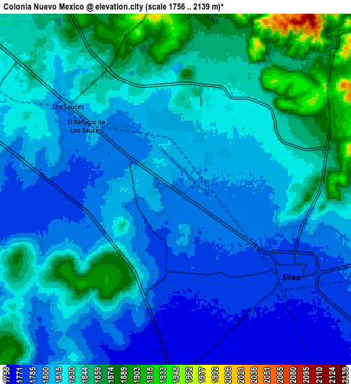 Zoom OUT 2x Colonia Nuevo México, Mexico elevation map