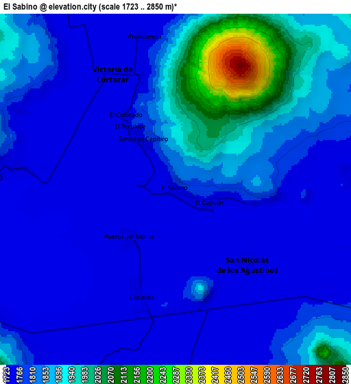 Zoom OUT 2x El Sabino, Mexico elevation map