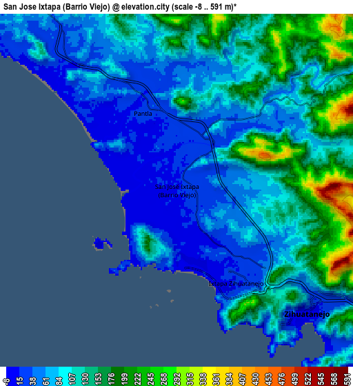 Zoom OUT 2x San José Ixtapa (Barrio Viejo), Mexico elevation map