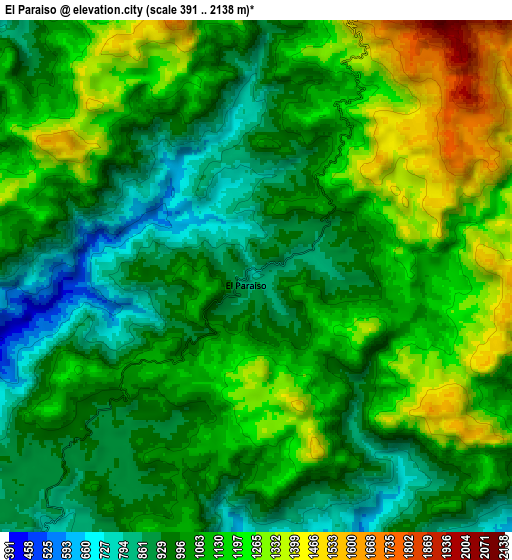 Zoom OUT 2x El Paraíso, Mexico elevation map