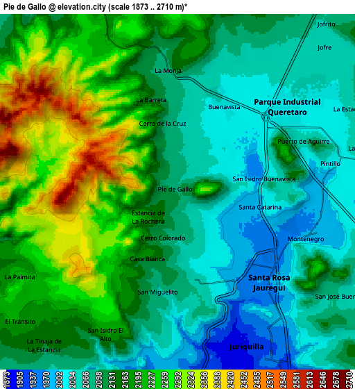 Zoom OUT 2x Pie de Gallo, Mexico elevation map