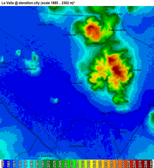 Zoom OUT 2x La Valla, Mexico elevation map