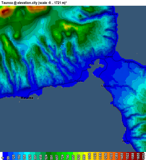 Zoom OUT 2x Taunoa, French Polynesia elevation map