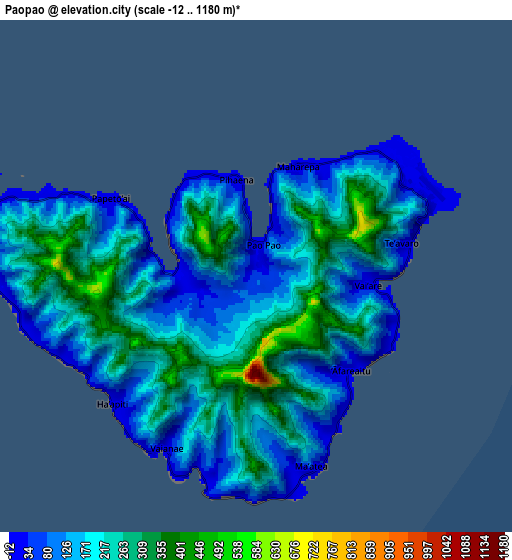 Zoom OUT 2x Paopao, French Polynesia elevation map