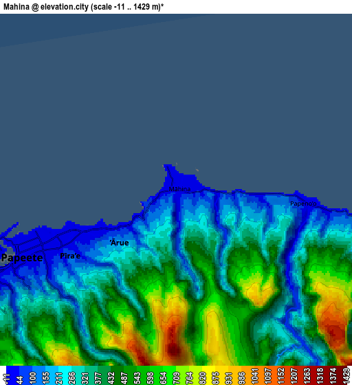 Zoom OUT 2x Mahina, French Polynesia elevation map
