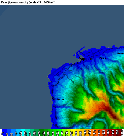 Zoom OUT 2x Faaa, French Polynesia elevation map
