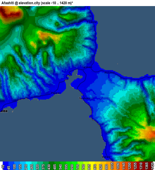 Zoom OUT 2x Afaahiti, French Polynesia elevation map
