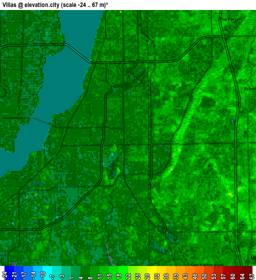 Zoom OUT 2x Villas, United States elevation map