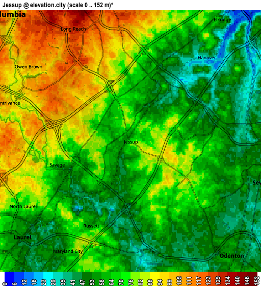 Zoom OUT 2x Jessup, United States elevation map