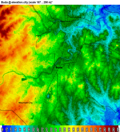 Zoom OUT 2x Buda, United States elevation map