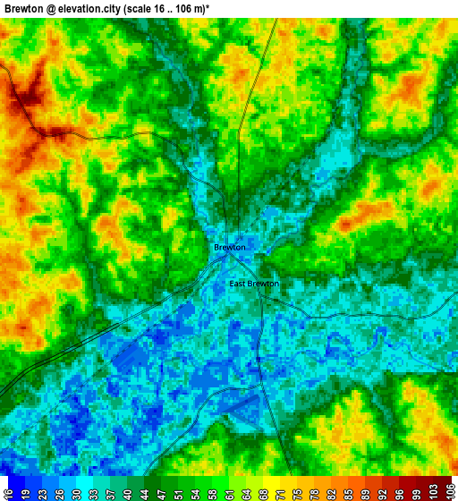 Zoom OUT 2x Brewton, United States elevation map