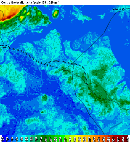 Zoom OUT 2x Centre, United States elevation map