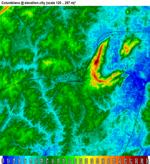 Zoom OUT 2x Columbiana, United States elevation map