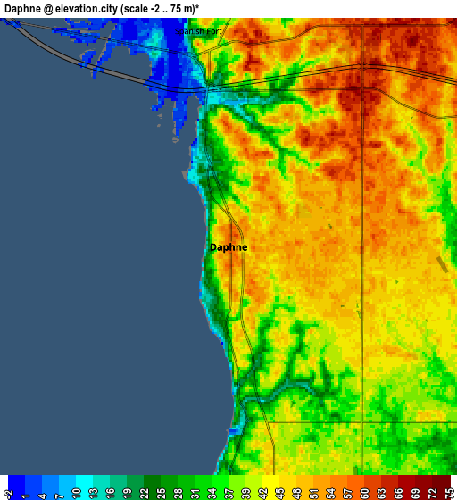 Zoom OUT 2x Daphne, United States elevation map