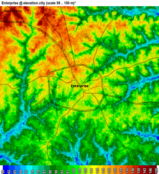 Zoom OUT 2x Enterprise, United States elevation map