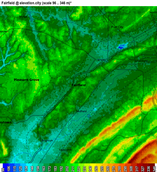 Zoom OUT 2x Fairfield, United States elevation map