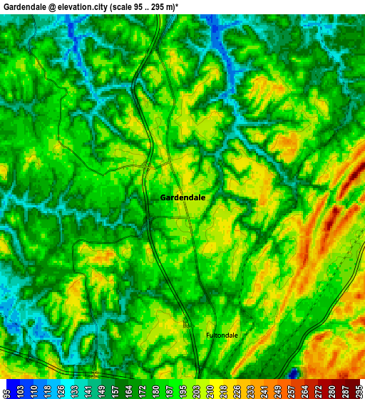 Zoom OUT 2x Gardendale, United States elevation map