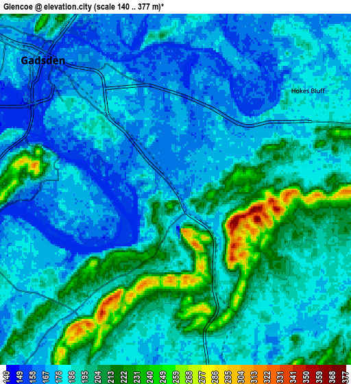 Zoom OUT 2x Glencoe, United States elevation map