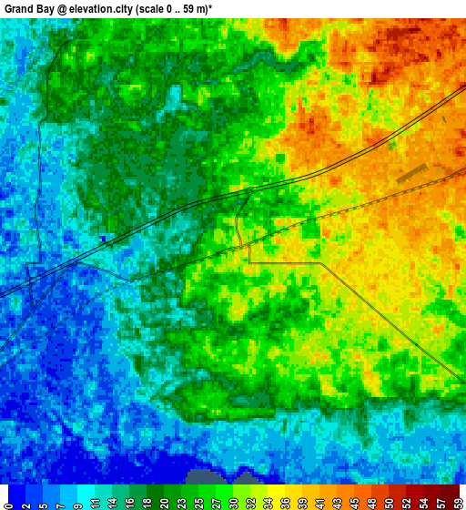 Zoom OUT 2x Grand Bay, United States elevation map