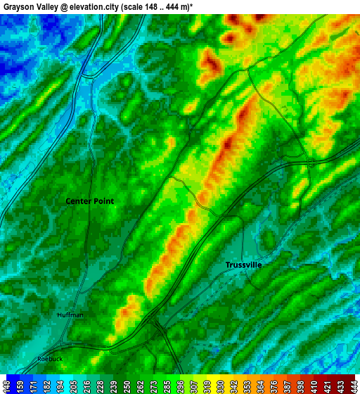 Zoom OUT 2x Grayson Valley, United States elevation map