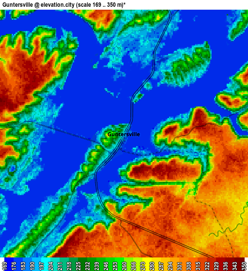 Zoom OUT 2x Guntersville, United States elevation map