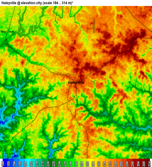 Zoom OUT 2x Haleyville, United States elevation map