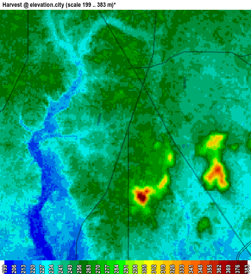 Zoom OUT 2x Harvest, United States elevation map