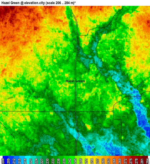 Zoom OUT 2x Hazel Green, United States elevation map