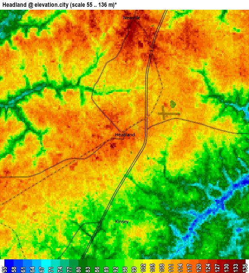 Zoom OUT 2x Headland, United States elevation map