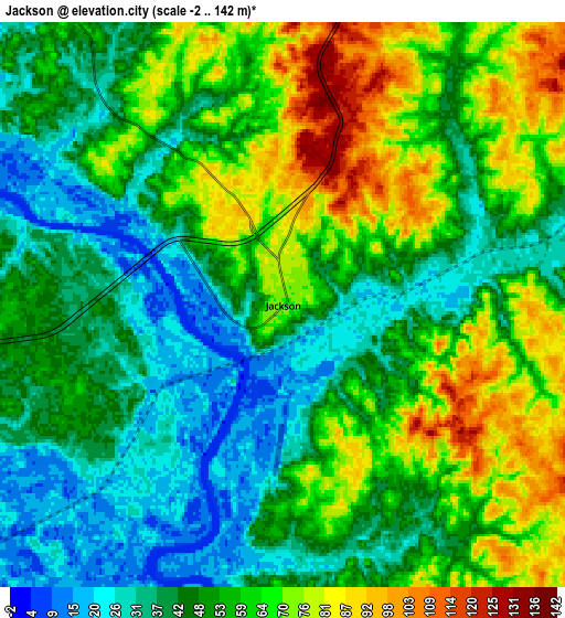 Zoom OUT 2x Jackson, United States elevation map