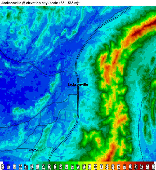 Zoom OUT 2x Jacksonville, United States elevation map