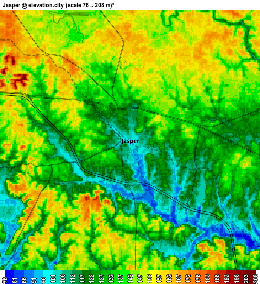 Zoom OUT 2x Jasper, United States elevation map