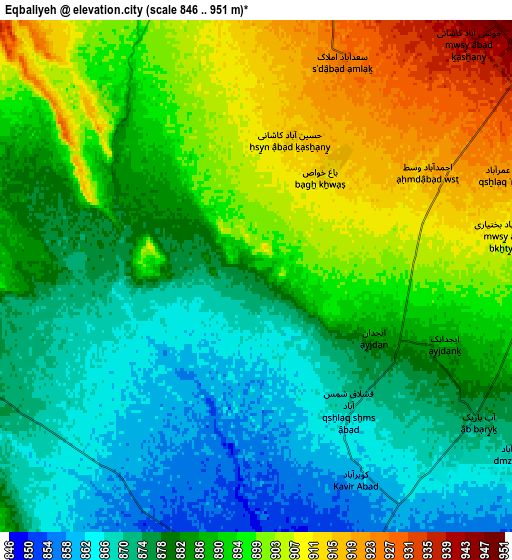 Zoom OUT 2x Eqbālīyeh, Iran elevation map