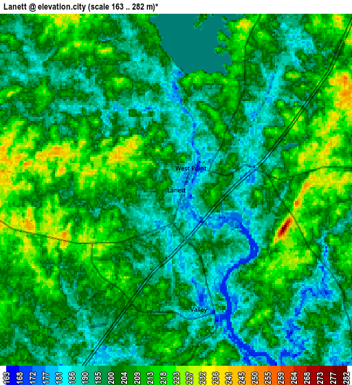 Zoom OUT 2x Lanett, United States elevation map