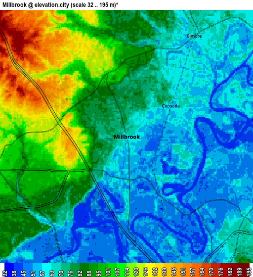 Zoom OUT 2x Millbrook, United States elevation map