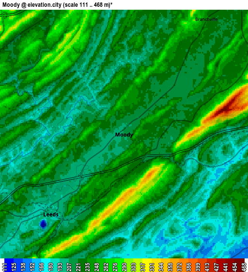 Zoom OUT 2x Moody, United States elevation map