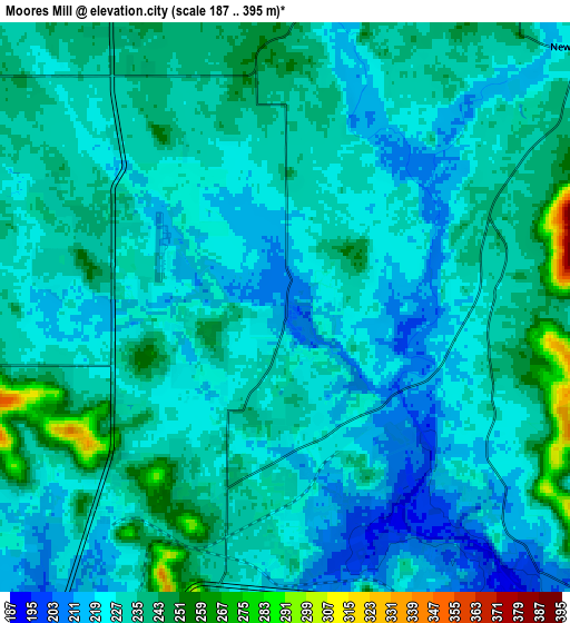 Zoom OUT 2x Moores Mill, United States elevation map