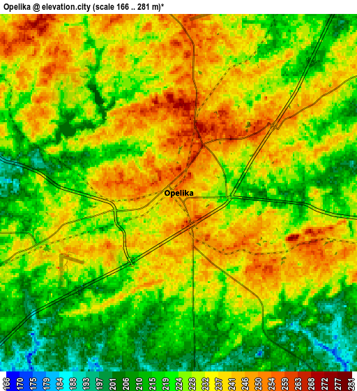 Zoom OUT 2x Opelika, United States elevation map