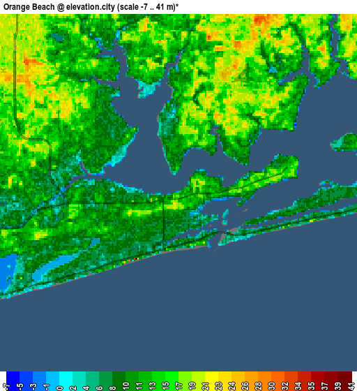 Zoom OUT 2x Orange Beach, United States elevation map