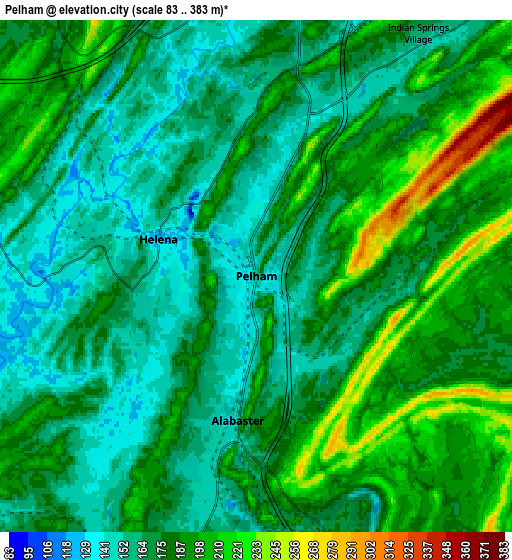 Zoom OUT 2x Pelham, United States elevation map