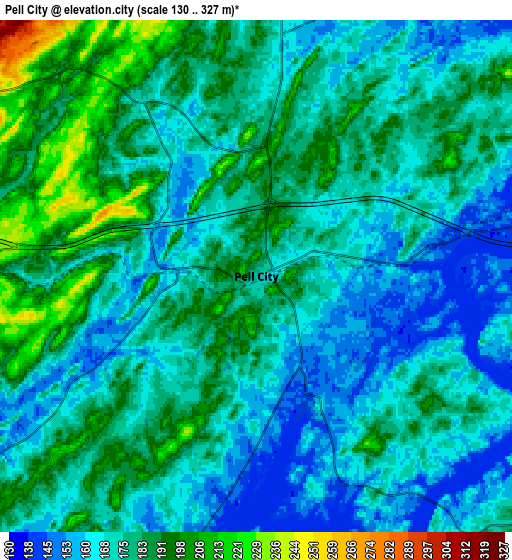 Zoom OUT 2x Pell City, United States elevation map